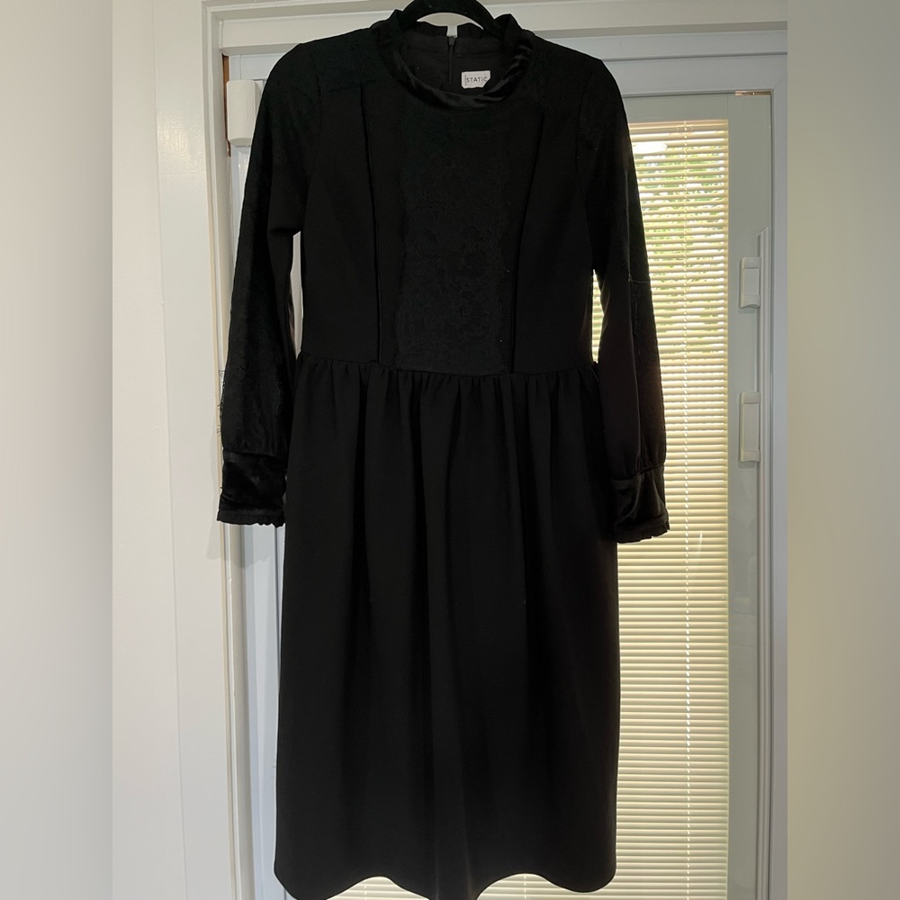 Elegant black and velvet dress size S